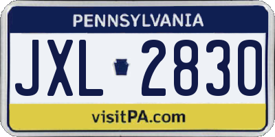 PA license plate JXL2830