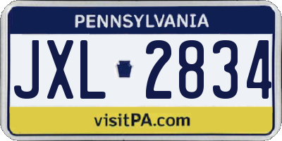 PA license plate JXL2834