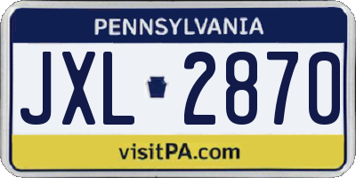 PA license plate JXL2870
