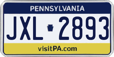 PA license plate JXL2893