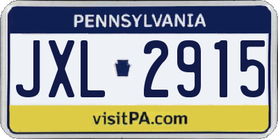 PA license plate JXL2915