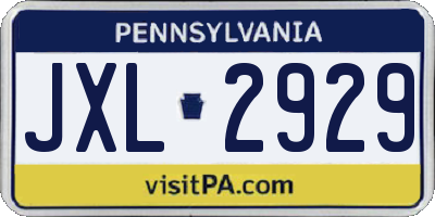 PA license plate JXL2929