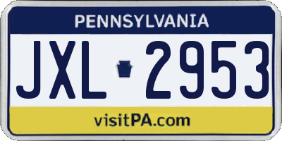 PA license plate JXL2953