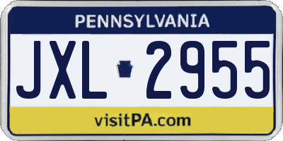 PA license plate JXL2955