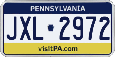 PA license plate JXL2972