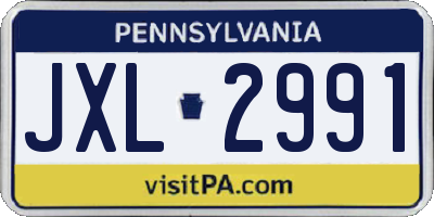 PA license plate JXL2991