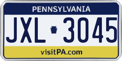 PA license plate JXL3045