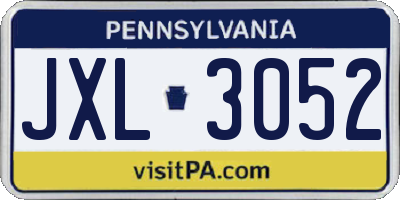 PA license plate JXL3052