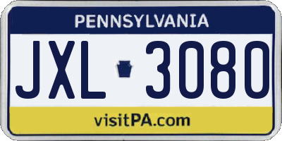 PA license plate JXL3080