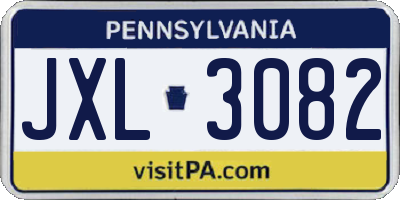 PA license plate JXL3082