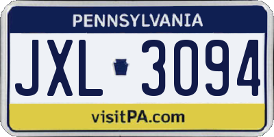 PA license plate JXL3094