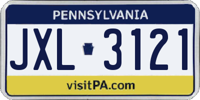 PA license plate JXL3121