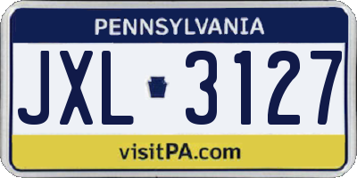 PA license plate JXL3127