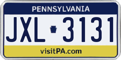 PA license plate JXL3131