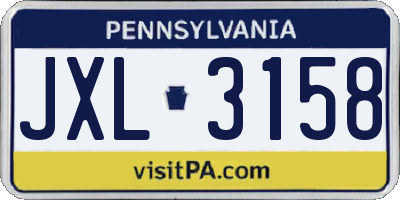 PA license plate JXL3158