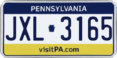 PA license plate JXL3165