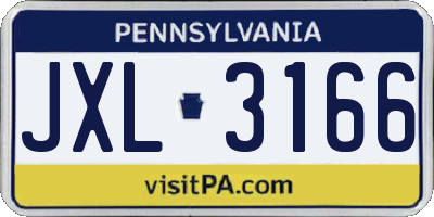 PA license plate JXL3166