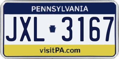PA license plate JXL3167