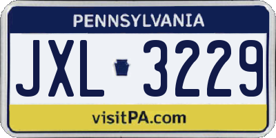 PA license plate JXL3229