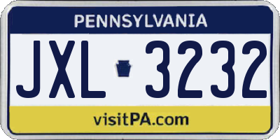 PA license plate JXL3232