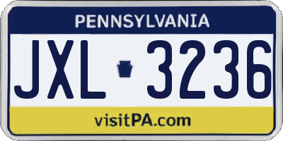 PA license plate JXL3236