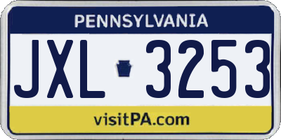 PA license plate JXL3253