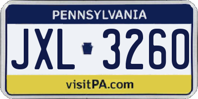 PA license plate JXL3260
