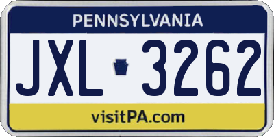 PA license plate JXL3262