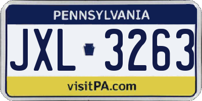 PA license plate JXL3263