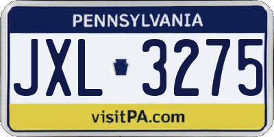 PA license plate JXL3275
