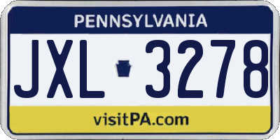PA license plate JXL3278