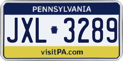 PA license plate JXL3289