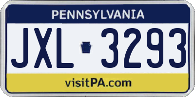 PA license plate JXL3293