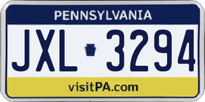 PA license plate JXL3294