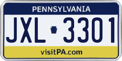 PA license plate JXL3301