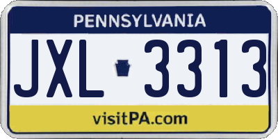 PA license plate JXL3313