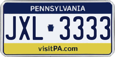 PA license plate JXL3333