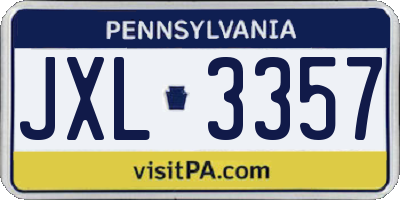 PA license plate JXL3357