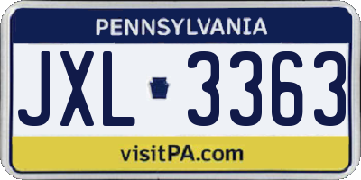 PA license plate JXL3363