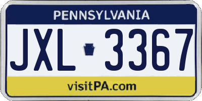 PA license plate JXL3367