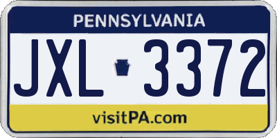 PA license plate JXL3372