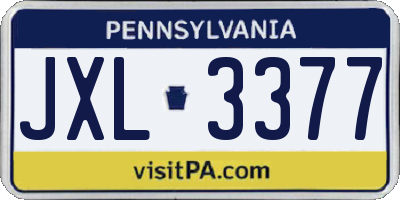 PA license plate JXL3377