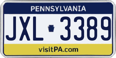 PA license plate JXL3389