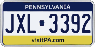 PA license plate JXL3392
