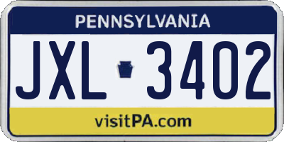 PA license plate JXL3402