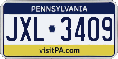 PA license plate JXL3409