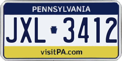 PA license plate JXL3412