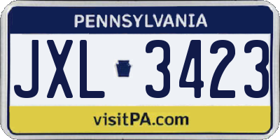 PA license plate JXL3423