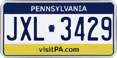 PA license plate JXL3429