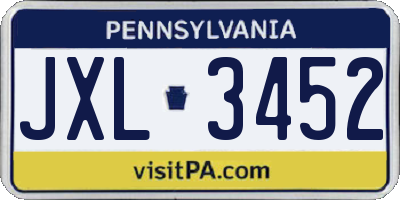 PA license plate JXL3452